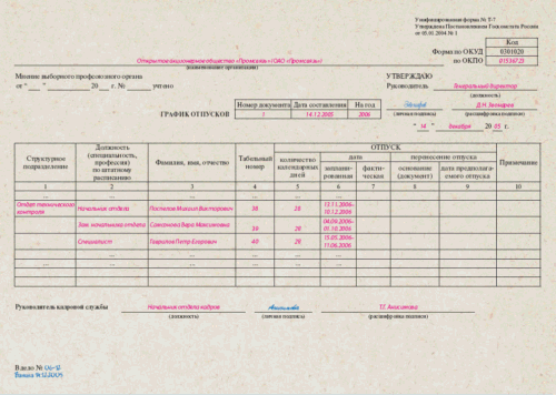 Образец заявления об отмене отпуска