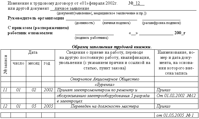 Образец заявления о приеме на работу несовершеннолетнего