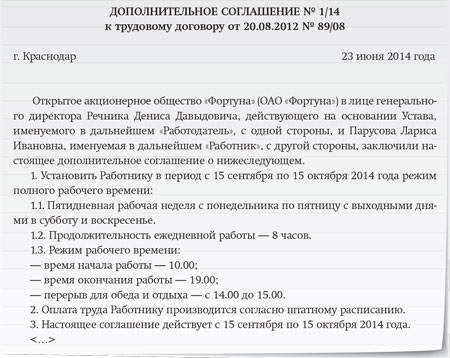 Образец заявления на изменение графика работы Образец заявления на изменение графика работы