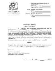 Образец искового заявления о расторжении брака в загсе Образец искового заявления о расторжении брака в загсе