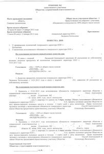 Решение единственного участника о смене директора